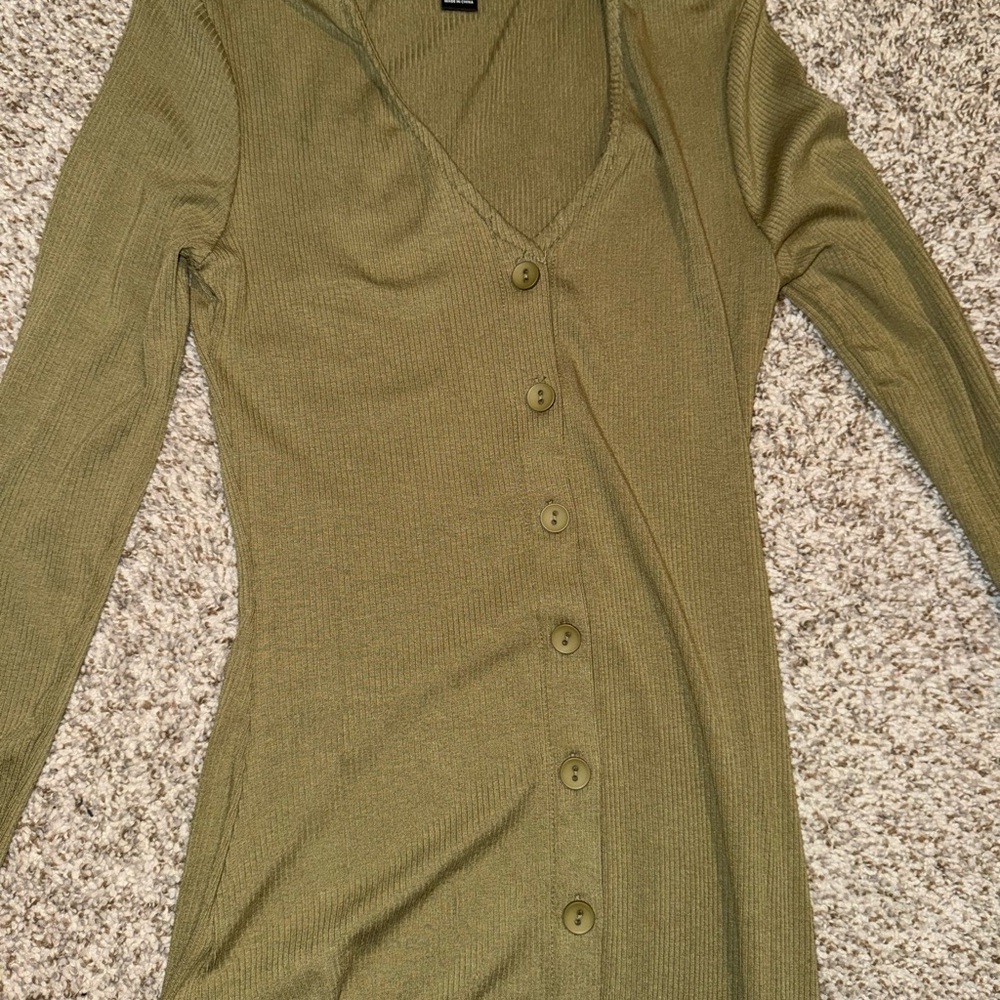 SHEIN Olive Ribbed Knit Top